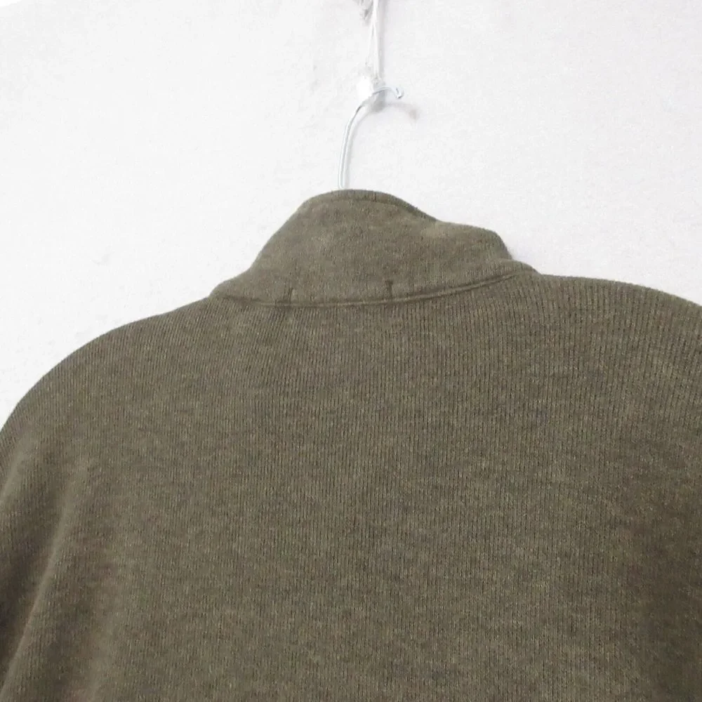 Vintage J Crew Sweater Men Large Green‎ 1/4 Zip Mock Neck Cotton Academia Preppy